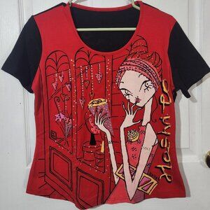 Red & Black Girl Graphic Tshirt